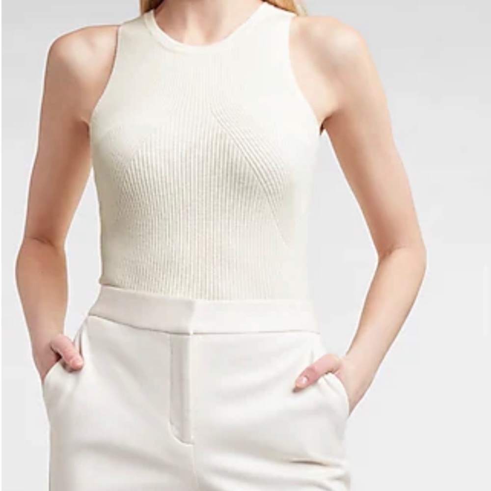 Express Cream Ribbed Sweater Tank XL